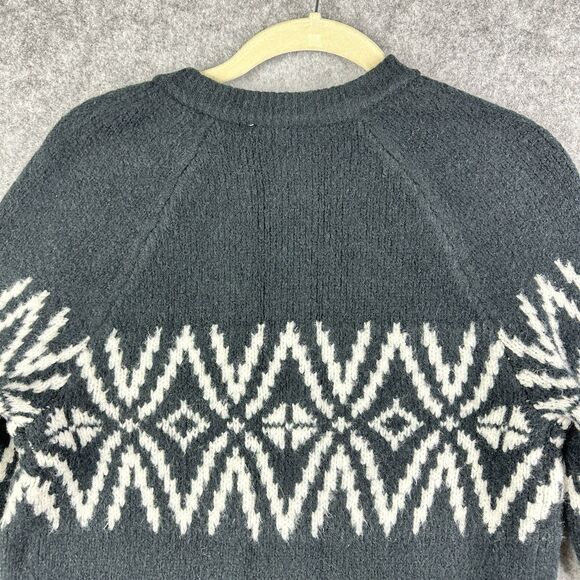 Abercrombie & Fitch Fair Isle Cardigan Sweater Womens XS Black Nordic Crew Boho - Picture 5 of 12